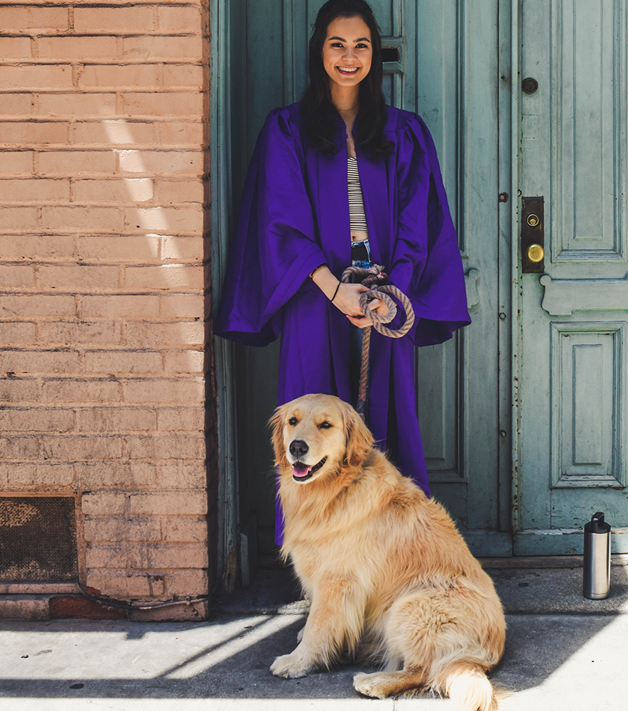 A service dog can be taken to school and help the owner get to their graduation