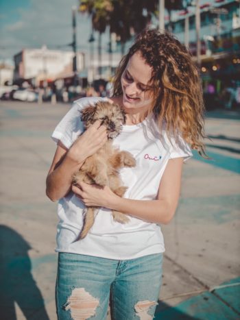 woman with esa dog