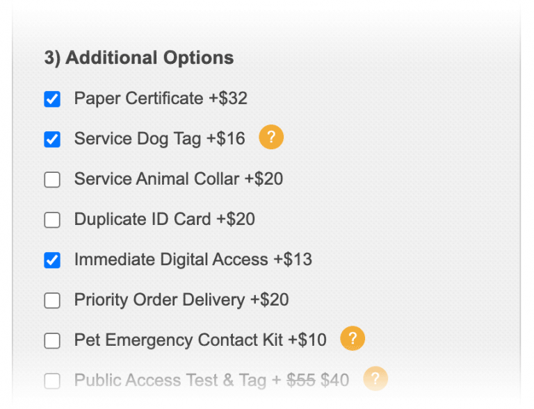 Service dog registration - step 4